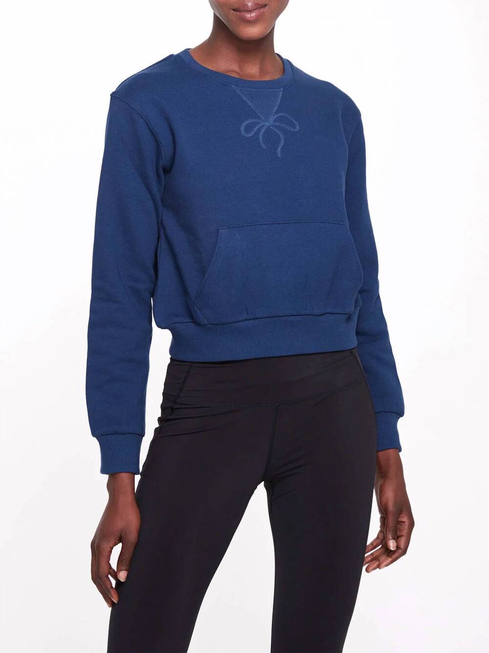 NEW MARCHESA ATHLEISURE wilma long sleeve sweatshirt in navy